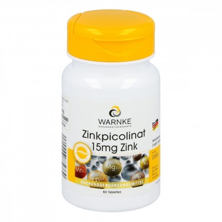 Zink Pikolinat 15 mg 60 Tabletten Vegan, organisch, Hefefrei, Lactosefrei, Glutanfrei, Gelatinfrei