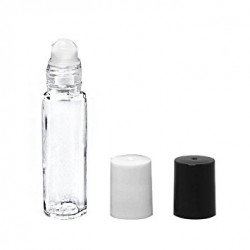 10 ml Roll-on Flasche klar-Klappe Weiß/Schwarz