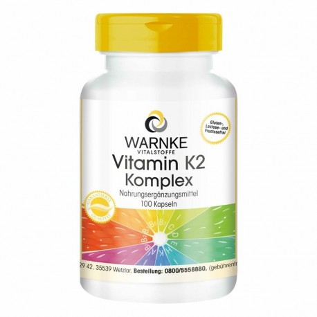 Vitamin K2 Komplex, 100 Kapseln MK4/MK7 hochdosiert 1250 mcg